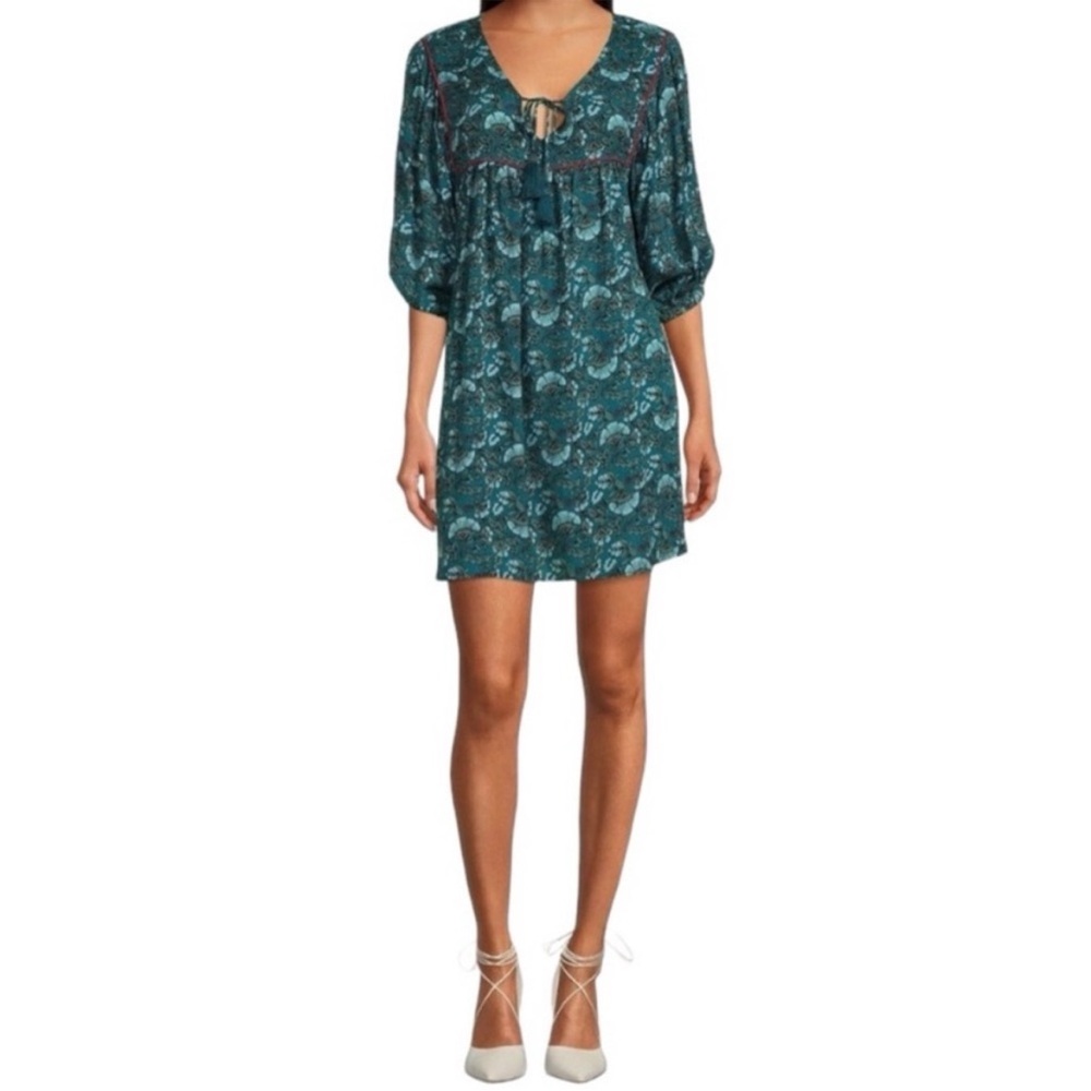 Band of the Free NWT Teal Green Mallory Floral Mini Dress Medium